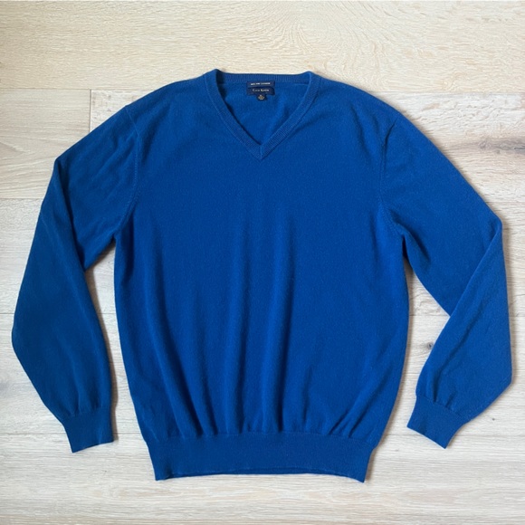 Club Room 100% Cashmere Sweater Rich Blue Mens Sz XL V Neck Lightweight Soft *R3 - Picture 1 of 3